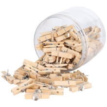 Punaises avec clips en bois, punaises décoratives, ressort en acier inoxydable antirouille pour une fixation sûre, bois naturel et métal