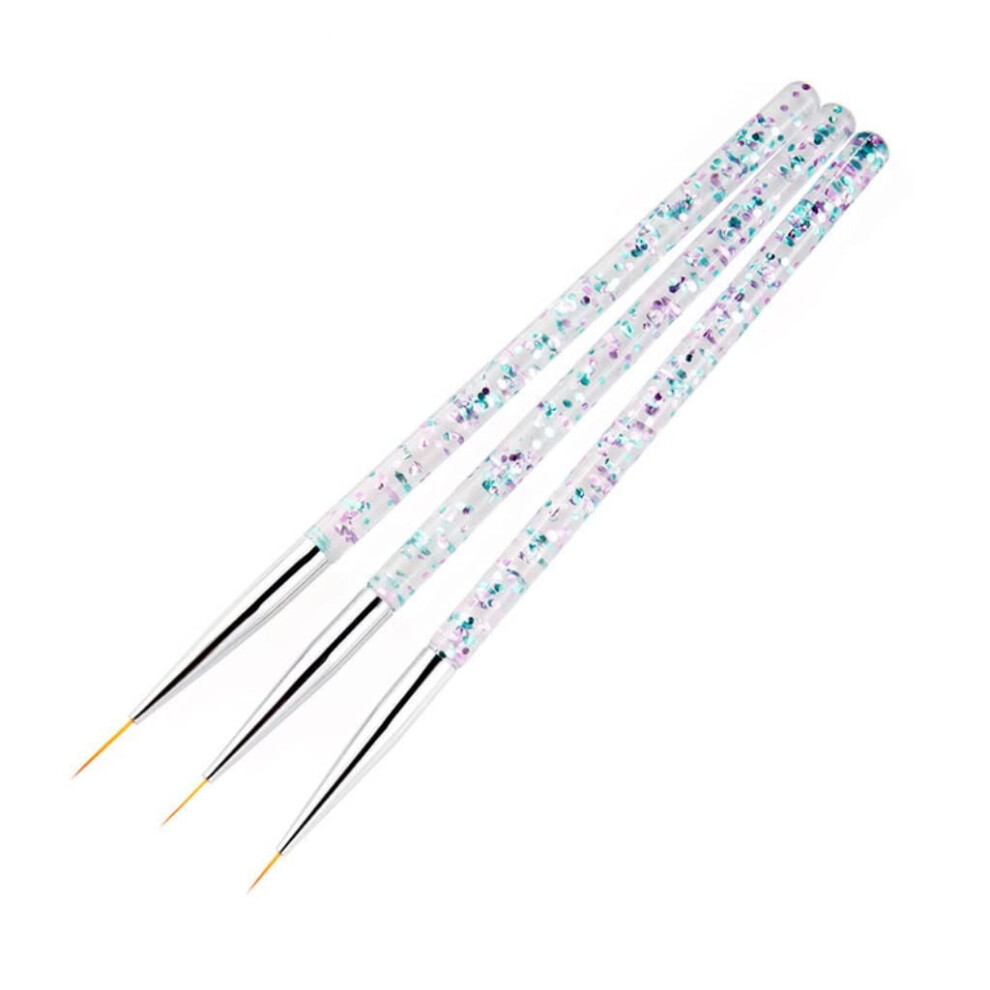 Nail Art Liner Brush Set 3pcs for Precision Gel Painting and Striped Acrylic Manicure