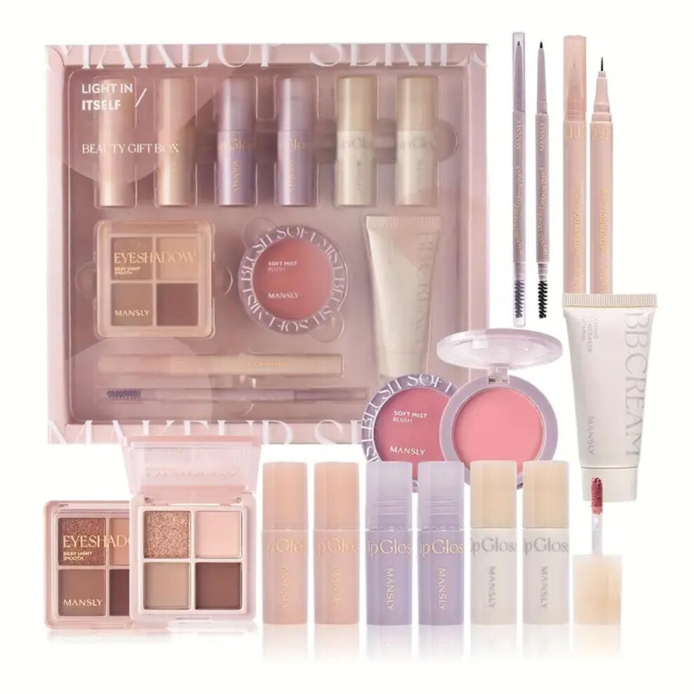 Makeup Kit AllinOne Full Face Set with Eyeshadow, Blush, BB Cream, Eyeliner, Lip Gloss for Teens and Women