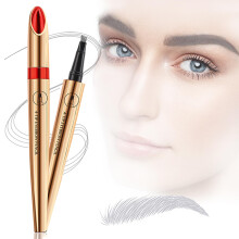 Gray 4 Tip Micro Fork Eyebrow Pencil Waterproof Long Lasting Natural Hairlike Strokes 24H Wear