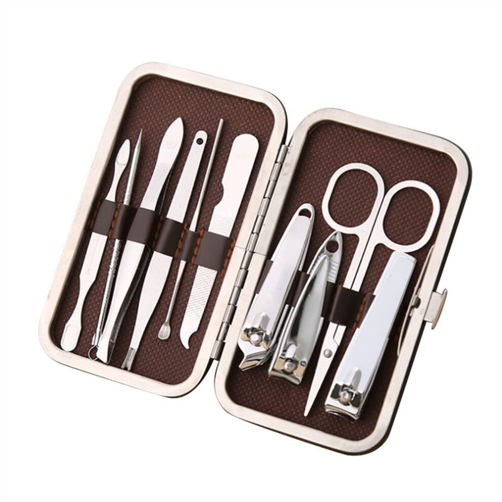 Red Manicure Set 8Pcs Stainless Steel Nail Clipper Kit Professional Grooming Tools With Case