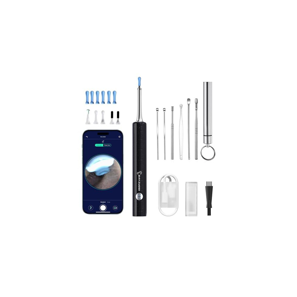 Ear Wax Removal Camera with 1080P HD, LED Light, 6 Picks, Compatible with iOS and Android (Dark Grey)