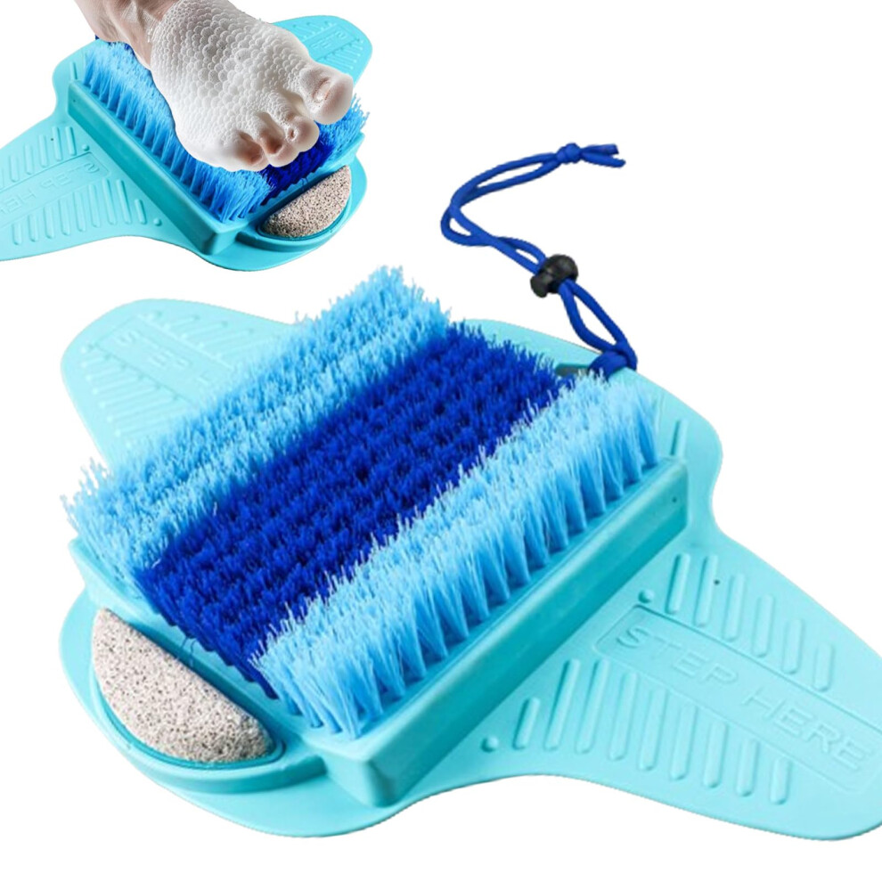 Blue Foot Scrubber With Pumice Stone For Dead Skin Removal, Shower Foot Massager With Suction Cups,