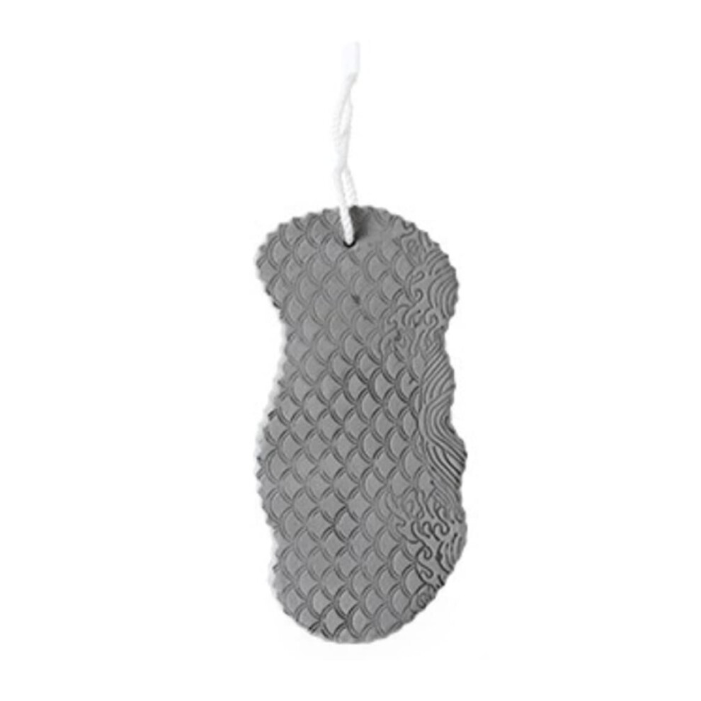 Soft Exfoliating Bath Sponge with Lanyard for Gentle Dead Skin Removal, Reusable Shower Sponge, Grey