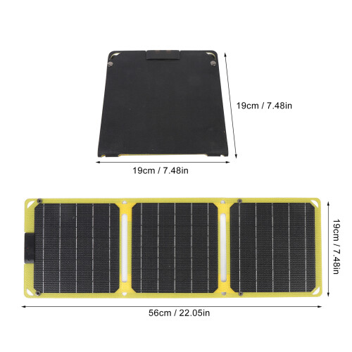 30W Monocrystalline Foldable Solar Panel, Fluorescent Yellow, 3 Fold, 2 USB-C 1