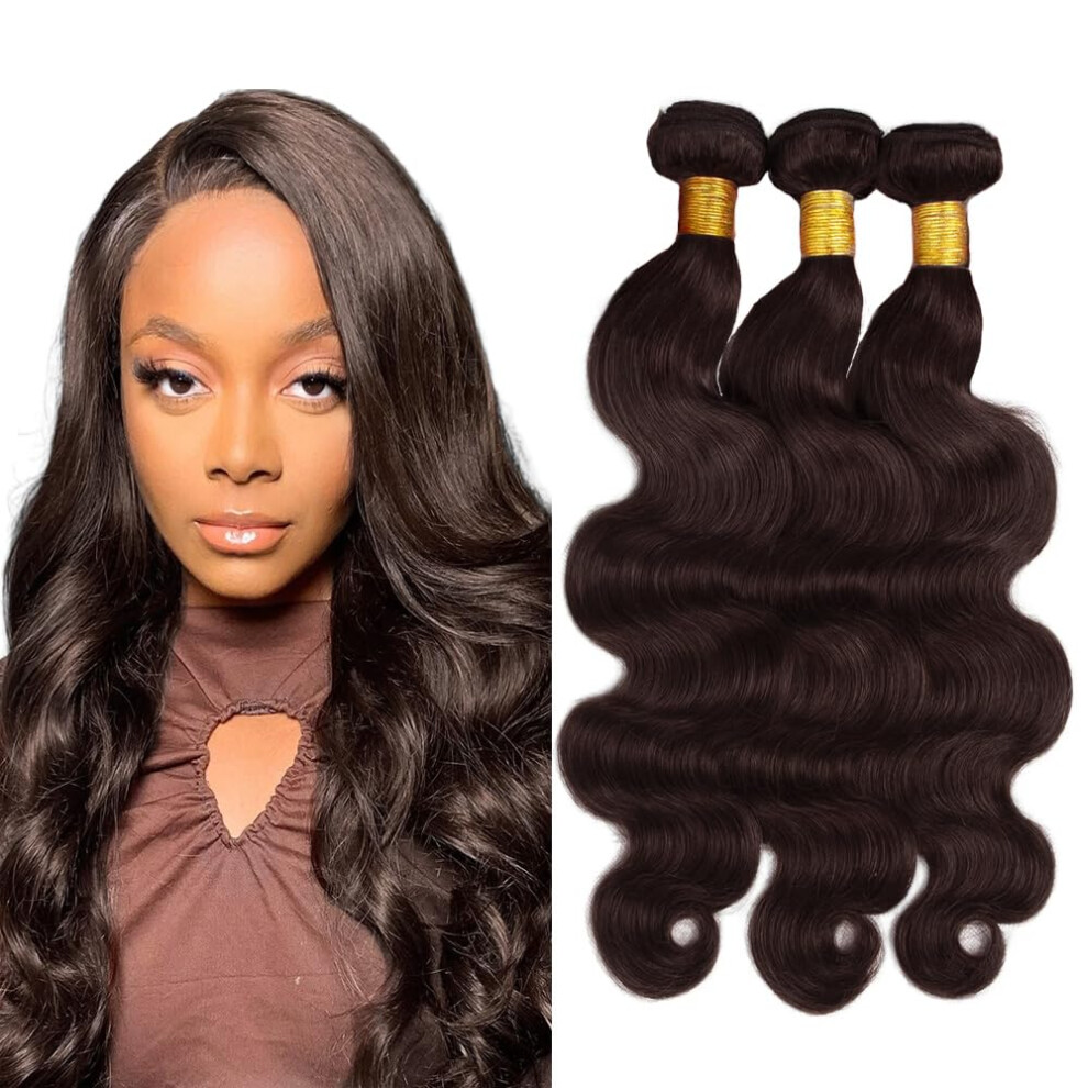 Brazilian Body Wave Hair Bundles 24 26 28 Inch Virgin Human Hair Extensions Chocolate Brown