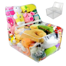 Stuffed Animal Storage Bean Bag Chair with Clear Waterproof Cover for Kids Toy Organizer
