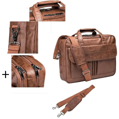 Briefcase Men's Leather Brown Executive Briefcase For Documents University Style 2