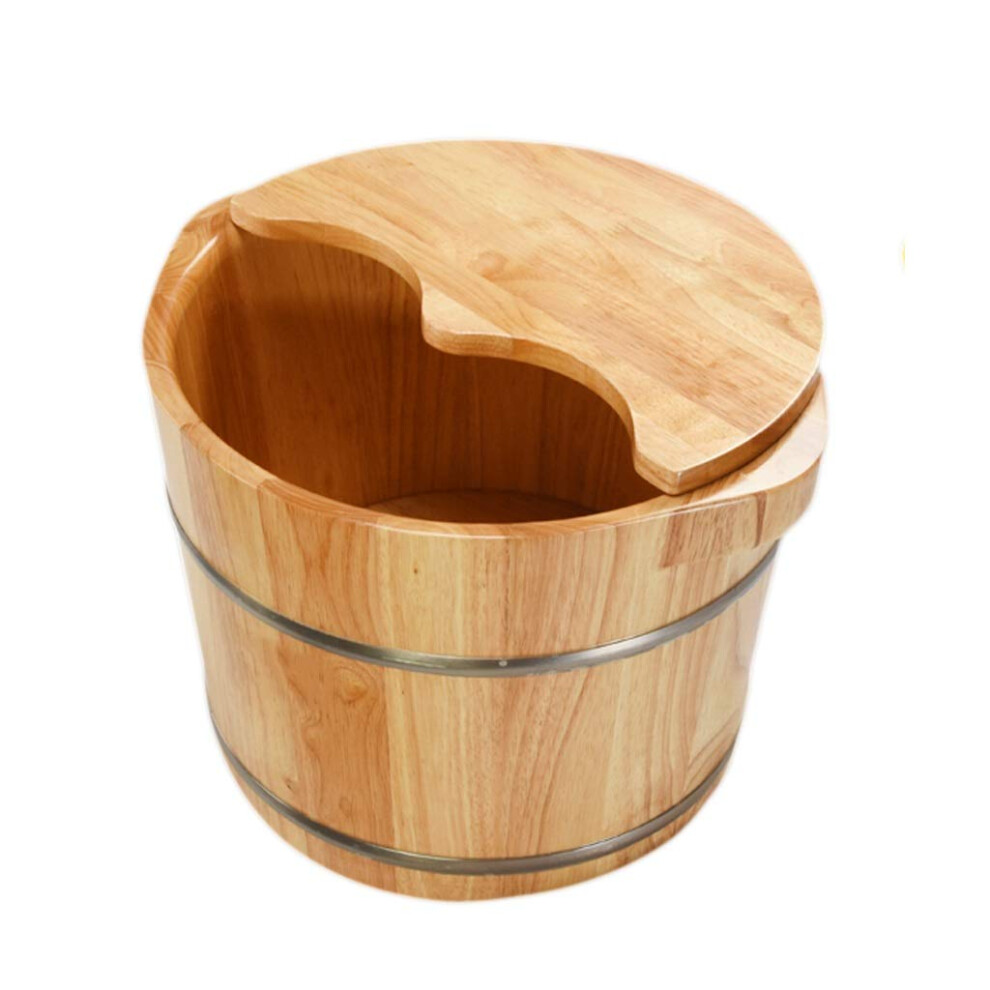 Wooden Foot Bath Basin with Heat Retention Cover for Full Foot Soak and Fatigue Relief, 36x26cm