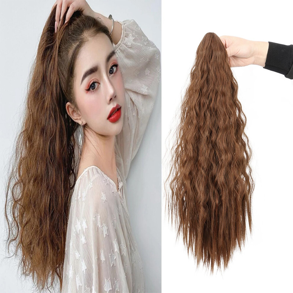 Ponytail Hair Extension 22 Inch Long Curly Synthetic Claw Clip Natural Looking Hairpiece for Women
