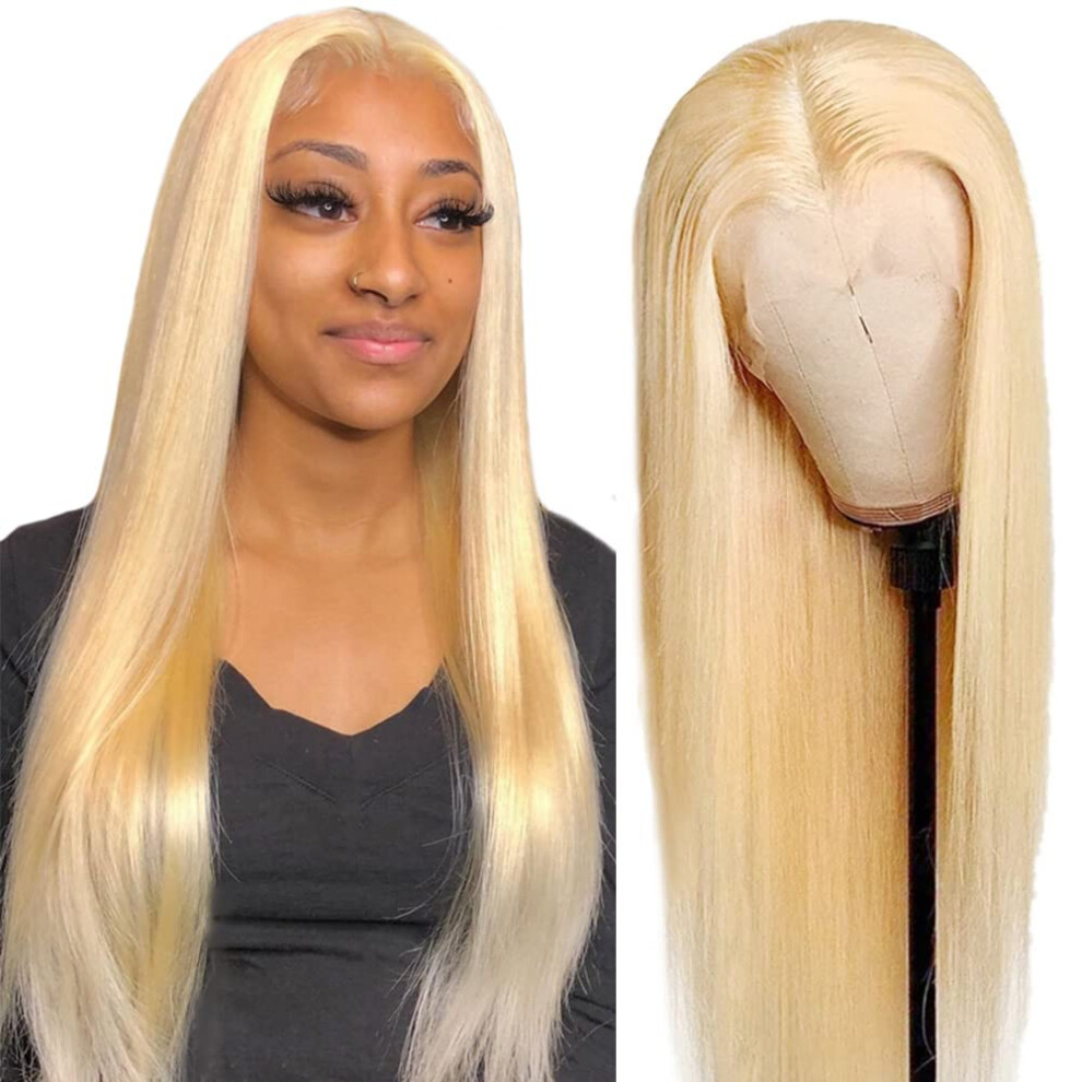 Blonde Lace Front Wig Human Hair 24 Inch 613 HD Invisible Lace Brazilian Straight 13x4 Frontal