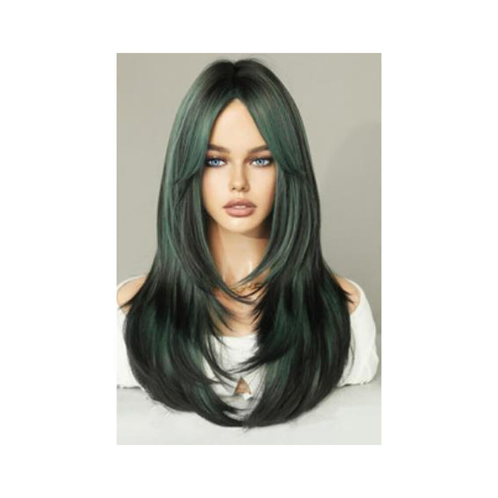 Unisex Green Synthetic Wigs For Women 60Cm Long Curly Heat Resistant Cosplay Wig With Natural Hairline
