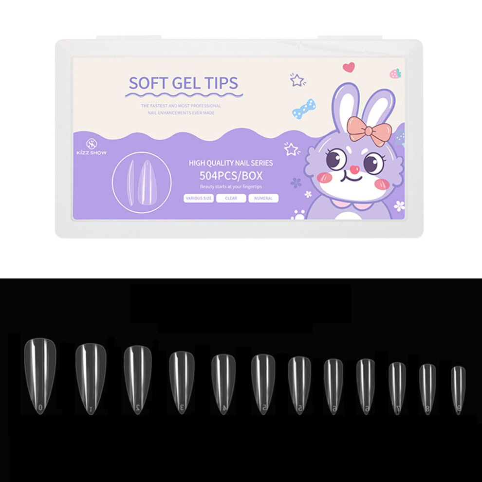 504pcs Full Cover False Nail Tips Acrylic Press On Nails with 12 Sizes for DIY Manicure