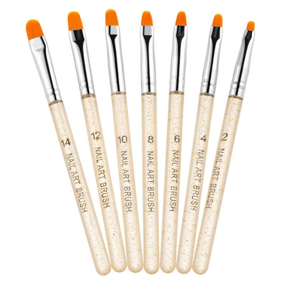 7PCS Gold Nail Art Brush Set for UV Gel and Acrylic, French Manicure, Drawing and Painting
