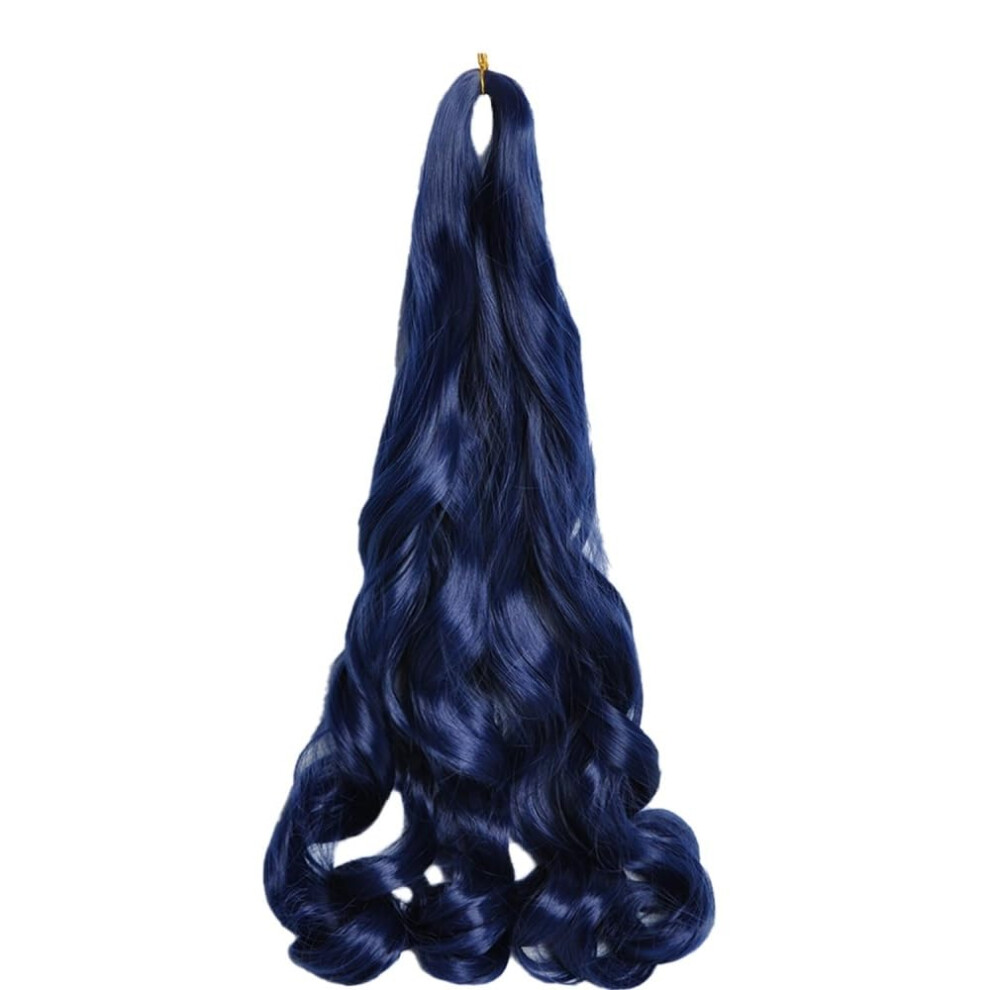 Unisex Blue 14 Inch French Curly Crochet Braids Hair Extensions Ombre Spiral Curls Volumizing