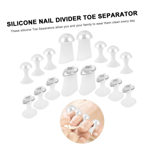 Toe Separators Silicone Pedicure Spacers for Precise Toe Alignment Reusable Washable Silver Set 2