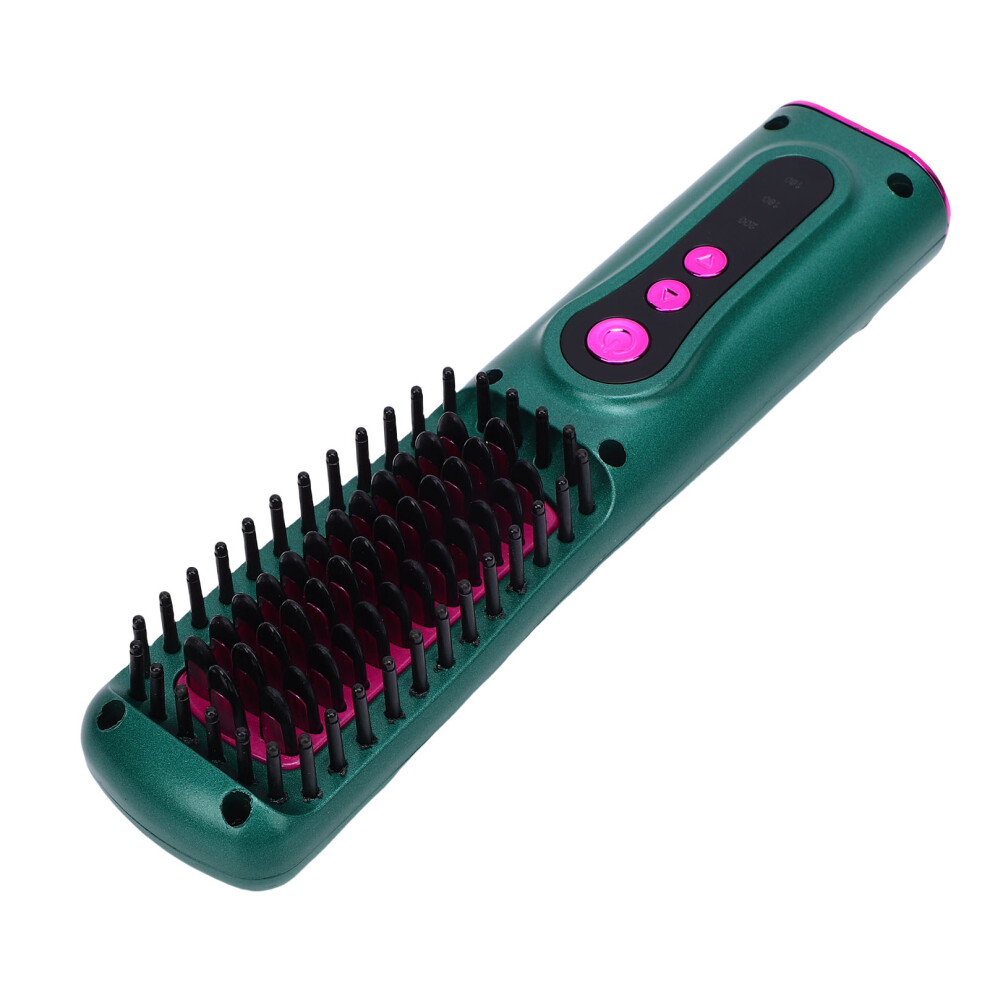 Green/Red Cordless Hair Straightener Brush 4000Mah Usb Rechargeable, Mini Hot Curler, 3 Temp