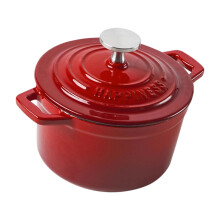 0,9 Quart 14 cm emaillierter Schmortopf aus Eisen mit Deckel-Rot