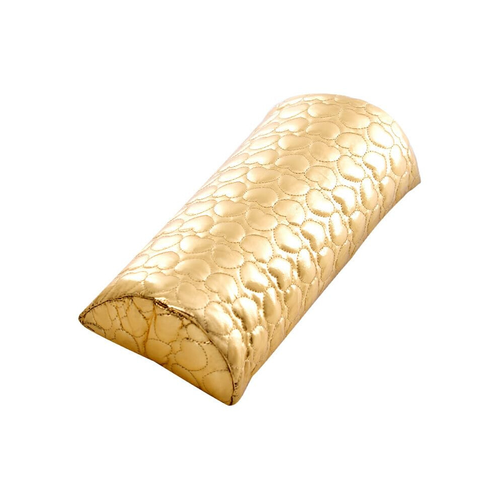 Gold Nail Art Hand Rest Cushion With Ergonomic Support, Soft Faux Leather, Detachable Cover Â