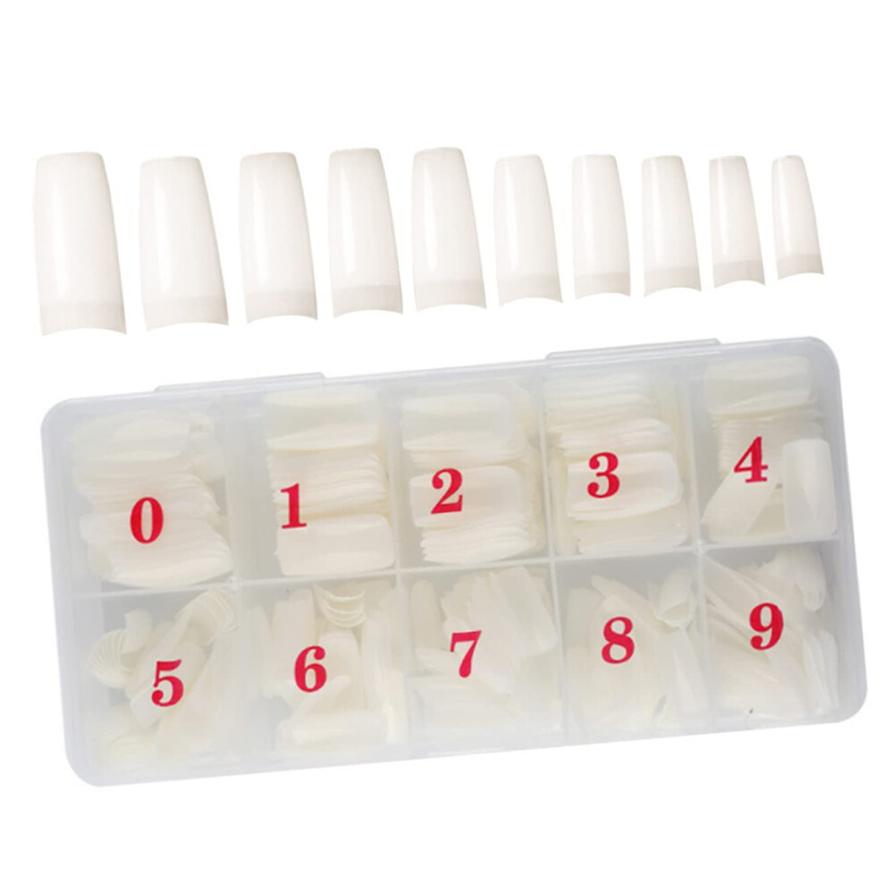 White 500Pcs Gothic French Tip Fake Nails Press On Nails For Women Durable Half Cover