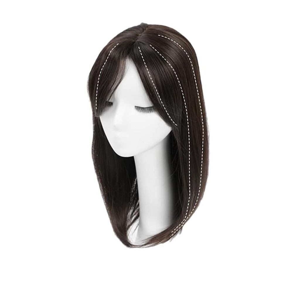 Unisex Hair Topper Wiglet Hairpiece For Thinning Hair Long Straight Synthetic With Secure Clips 18Inch
