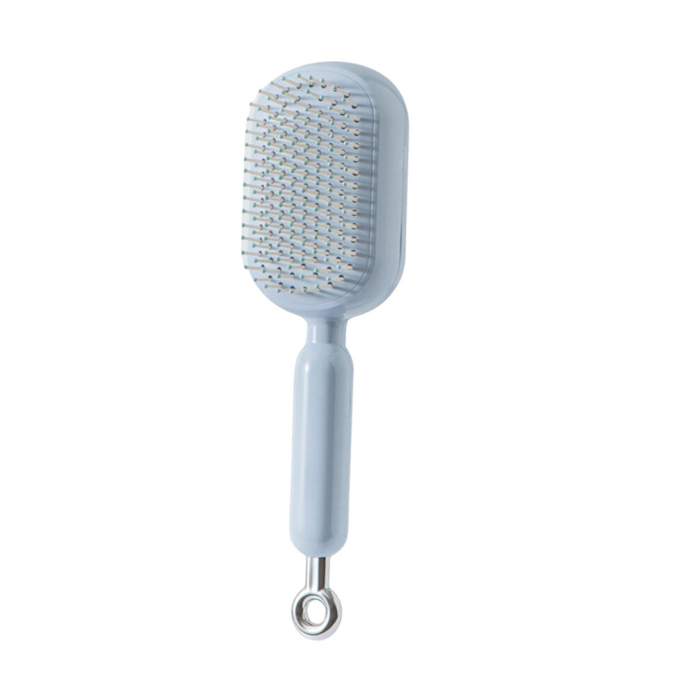 Blue Selfcleaning Detangling Hair Brush With Ergonomic Comfort Grip, Scalp Massage Brush For Wet And Dry Hair
