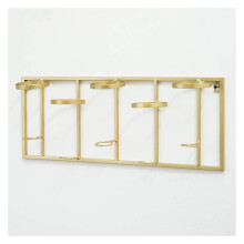 Wall Mounted Wine Rack Holds 5 Bottles Vintage Rustic Metal Storage for Kitchen Bar Gold