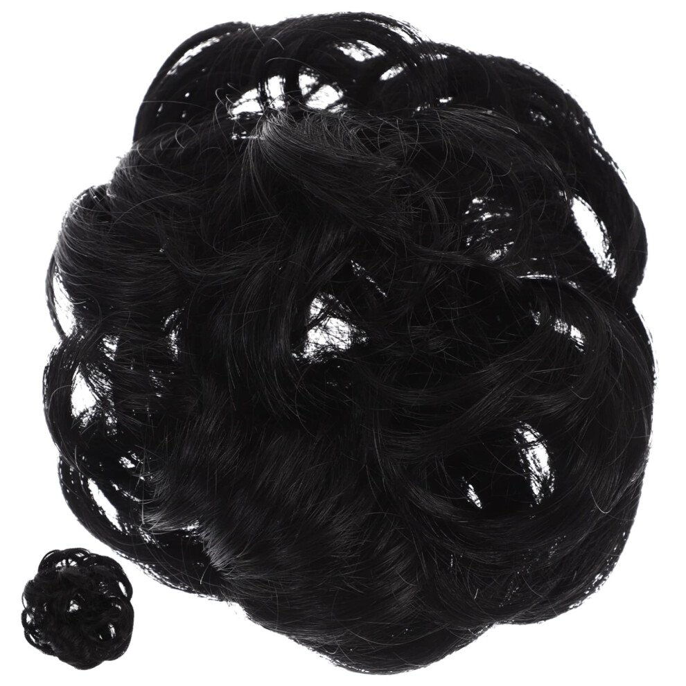 Unisex Black Hair Bun Extension Messy Bun Hairpiece Clipon For Women Instant Volume Boost Weddings Parties