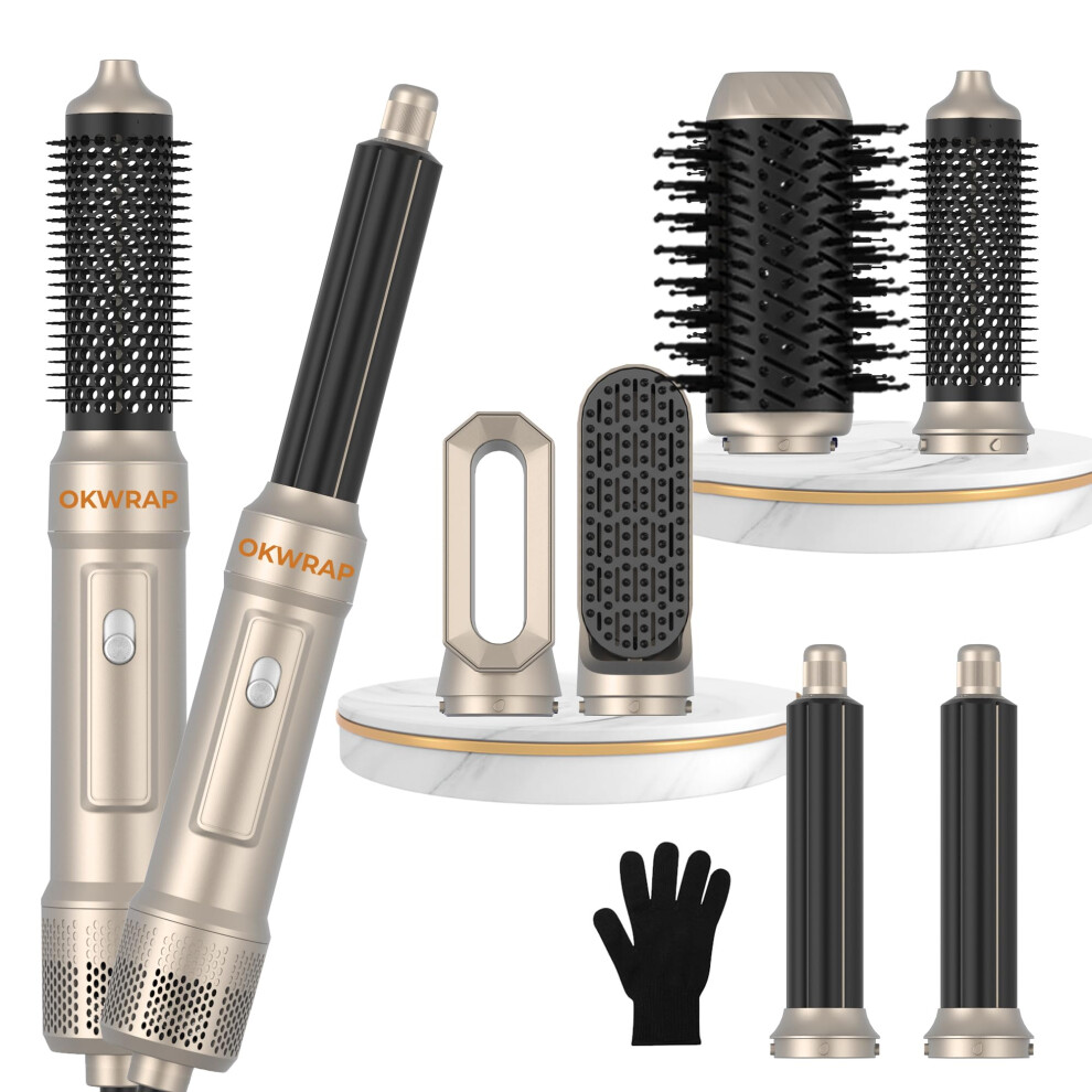 6 in 1 Blow Dryer Brush Set with Curling Wand, Ionic Hot Air Brush for Hair Styling and Volume