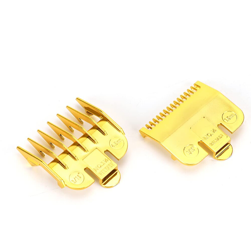 Hair Clipper Guard Set 1.5mm 4.5mm Gold, Professional Clipper Attachment Comb for Wet Dry Use