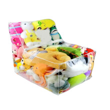 Stuffed Animal Storage Chair Waterproof Clear PVC Bean Bag Cover with Large Capacity and Zippers