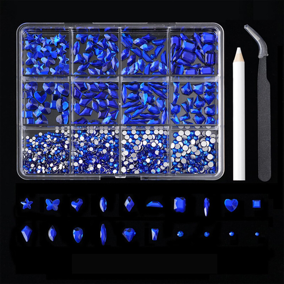 12 Grid Mixed Shape Nail Art Rhinestones Flat Back Crystal Nail Decorations for DIY
