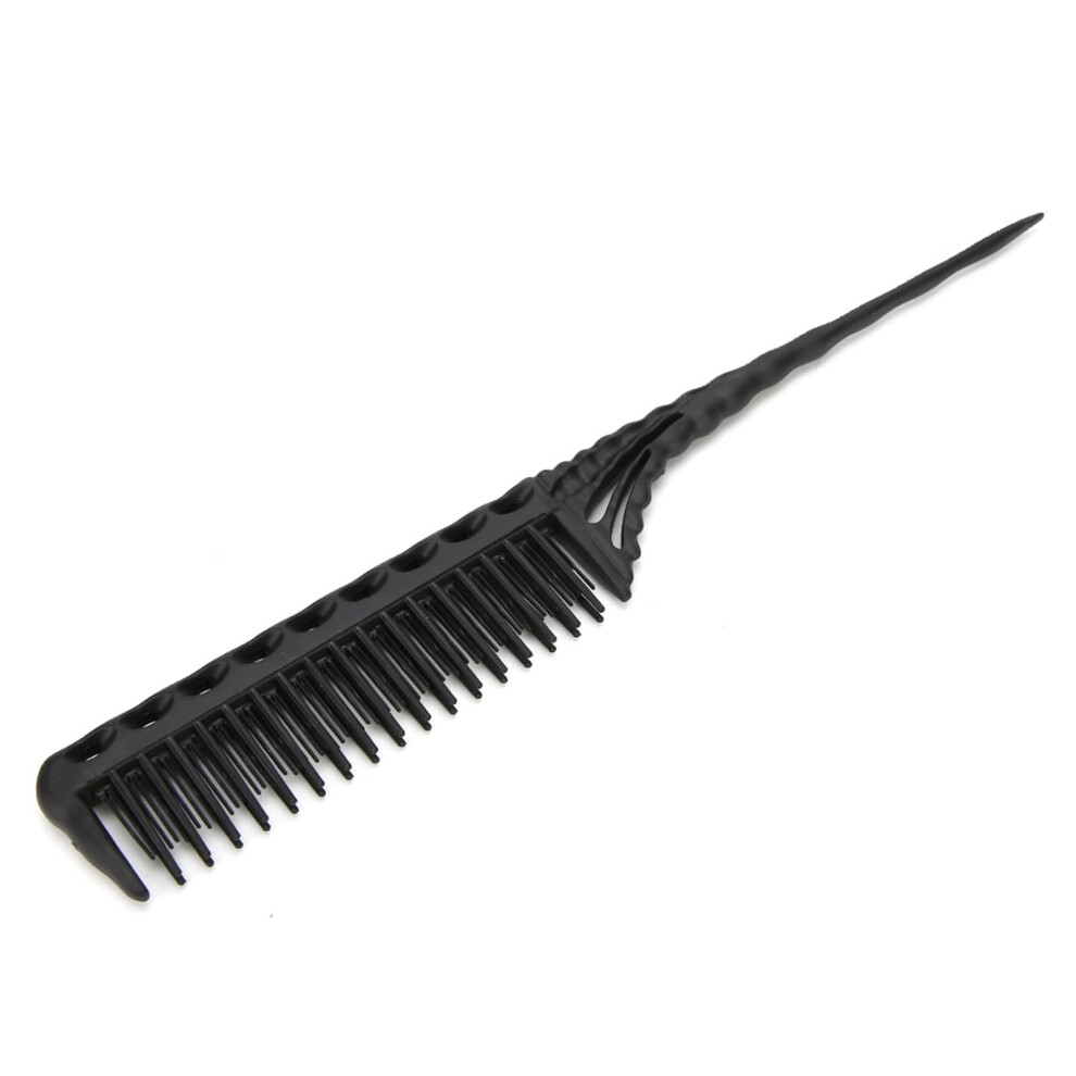 Salon Hair Styling Comb Black Lightweight Antistatic Hollow Handle for Precision Sectioning 1 Pack