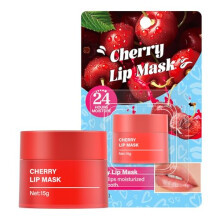 Cherry Lip Mask and Organic Lip Scrub for Dry Cracked Lips, Deep Hydration, Vegan Cruelty