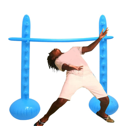 Inflatable Jumping Stick for Kids Quick Setup Backyard  Jump Game Blue