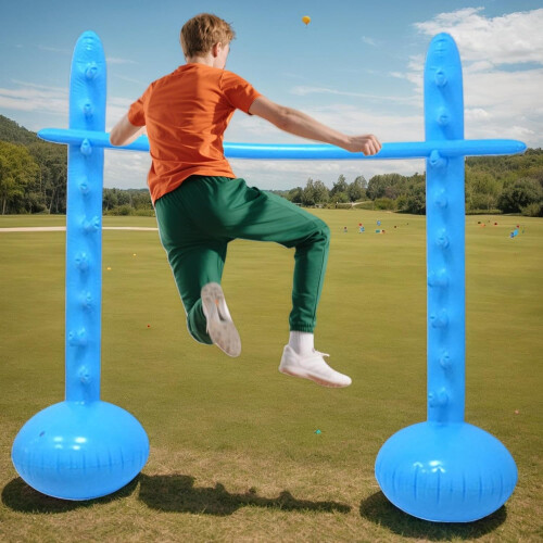 Inflatable Jumping Stick for Kids Quick Setup Backyard  Jump Game Blue 1