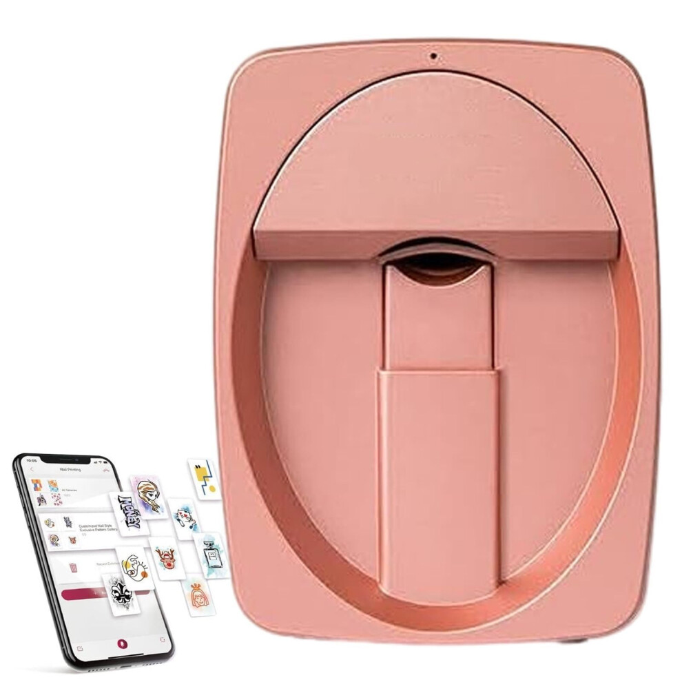 Nail Art Printer with Drying Lamp, 2400 DPI Digital Printing Machine Rosegold for Salon and Home