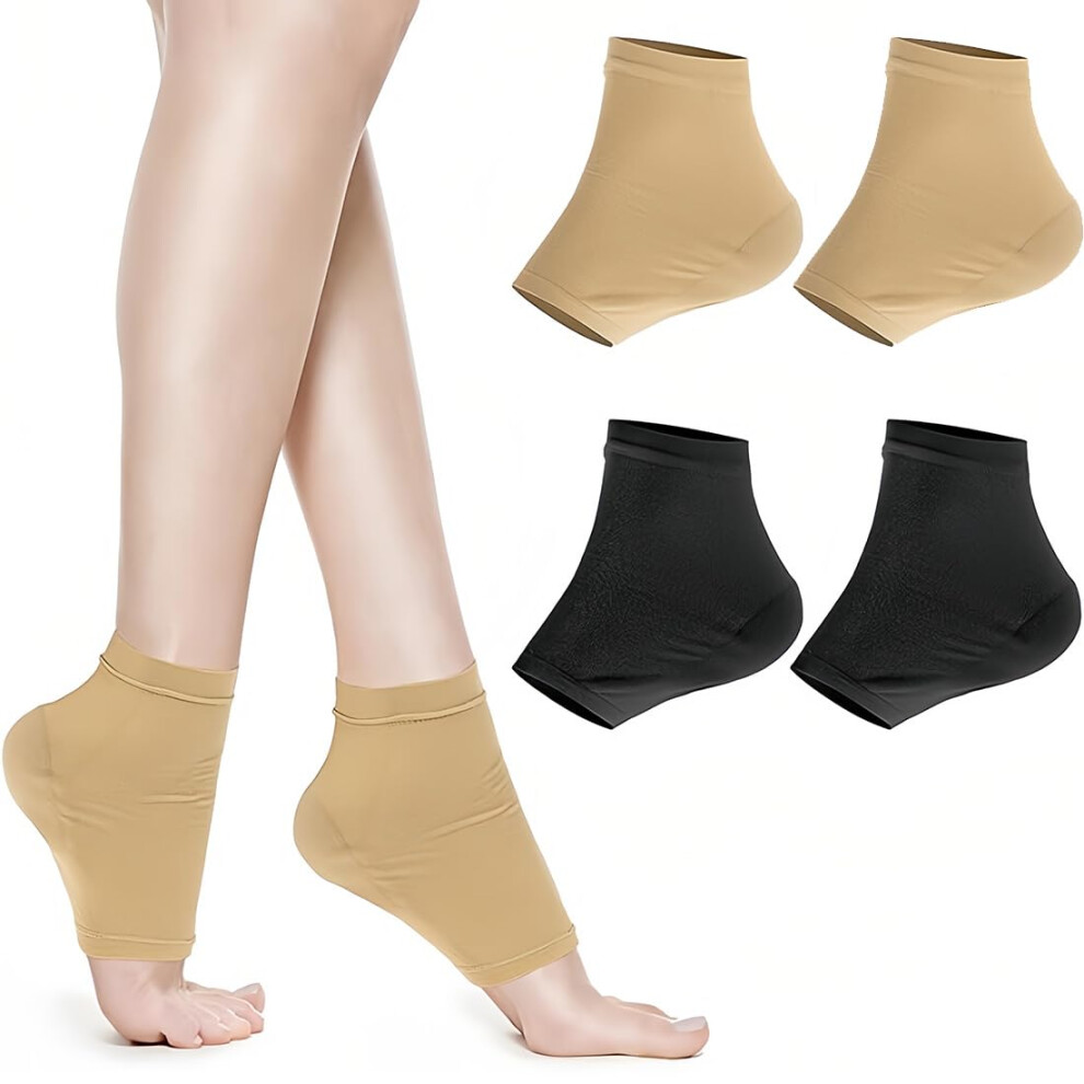 2 Pairs Open Toe Moisturizing Gel Socks with Silicone Heel for Cracked Dry Skin