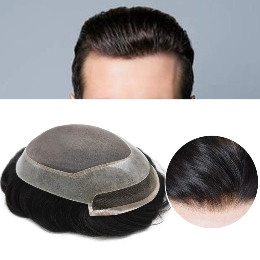 Unisex Men's Lace Front Toupee Human Hairpiece 6X8 Inch Natural Hairline Breathable Mono Base