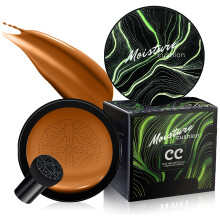 Air Cushion CC Cream with Mushroom Head Applicator for Mature Skin, LongLasting Waterproof BB Foundation (Deep)