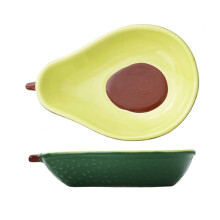 Avocado Glaze Color Ceramic Dish Set Of 2 For Snack Fruit Salad Bowl Breakfast Cereal Dessert Plate