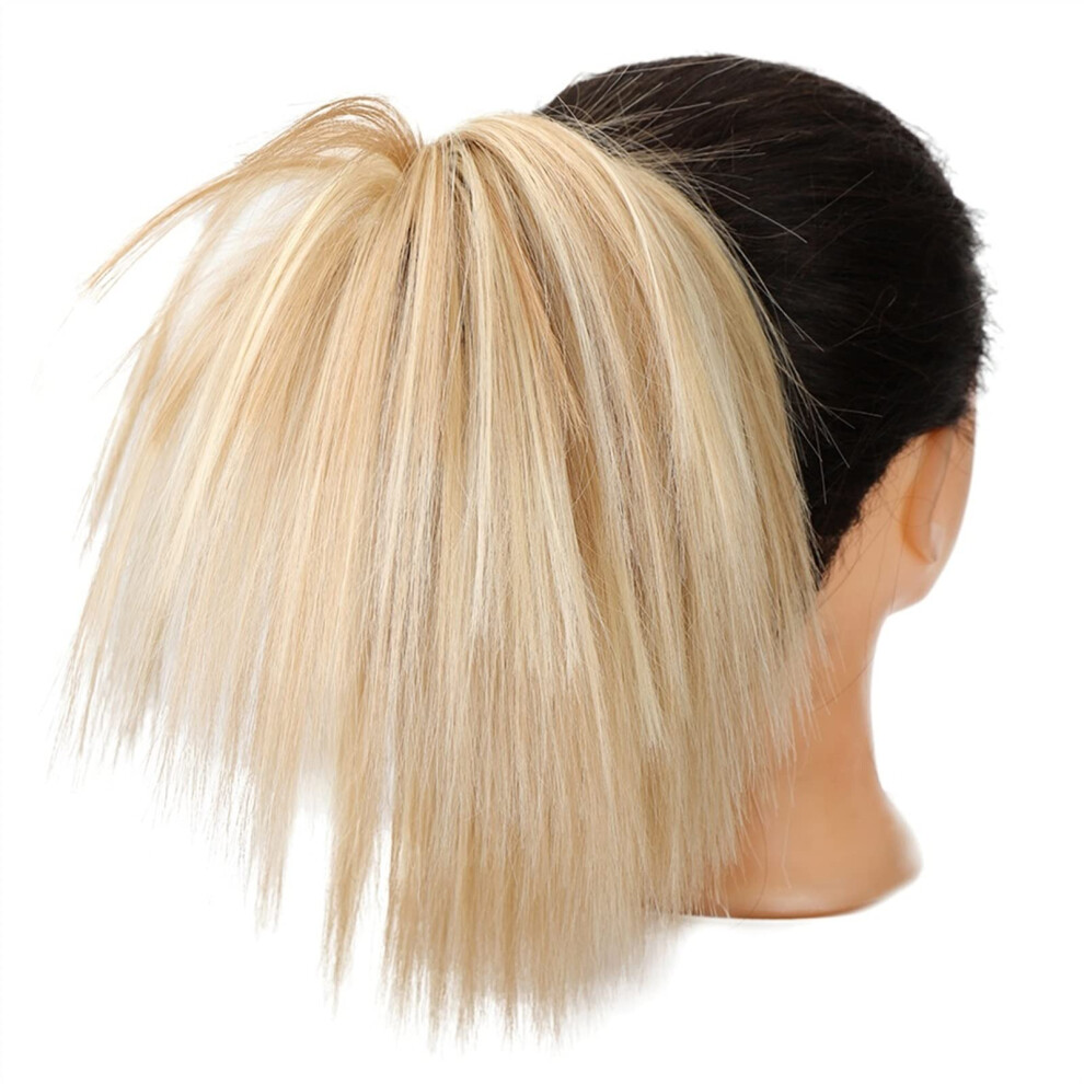 Synthetic Hair Bun with Elastic Band, Blonde Ponytail Extension 18H613 for Instant Volume Boost