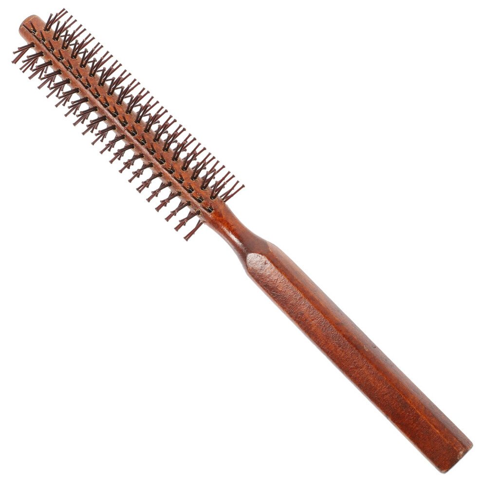Blow Dry Hair Brush with Ergonomic Grip, Wooden Round Detangling Brush for Styling Curly or Thick Hair