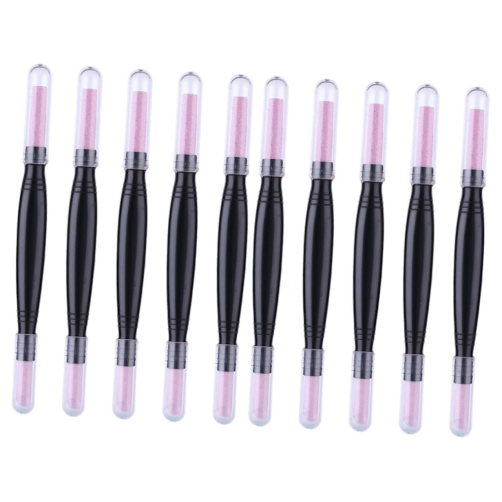 Double Headed Nail Cuticle Pusher and Buffer Set with Ergonomic Grip for Salon Quality Care
