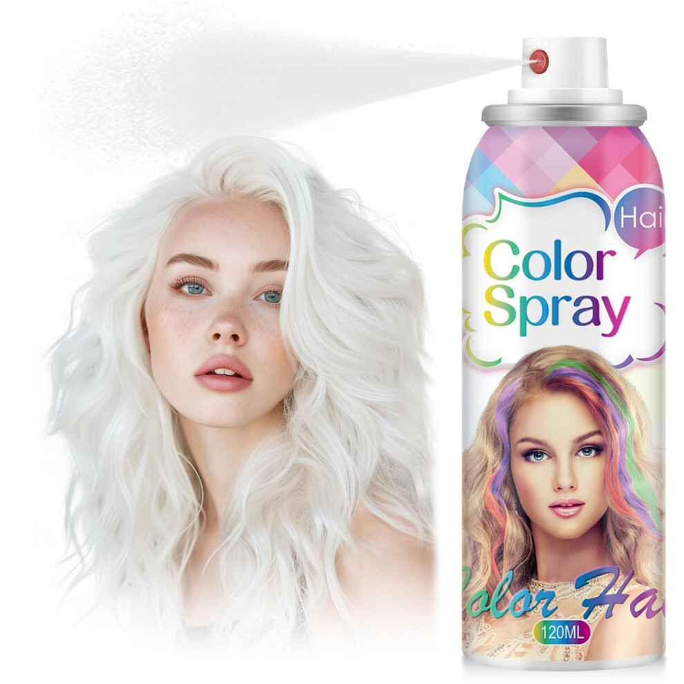 White Temporary Hair Color Spray For Women And Kids, Washable Hair Dye Wax, Instant Color Change, 120Ml
