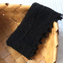 8 Cm Wide Europe Rome Inelastic Embroidery Lace Trim Black 1.8M Per Pack For Curtains Tablecloth Slipcovers DIY