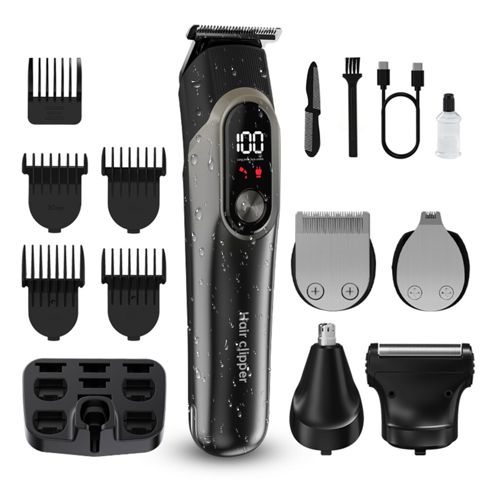 Beard Trimmer and Hair Clippers 5 in 1 Waterproof Cordless Grooming Kit for Men with USB Charging