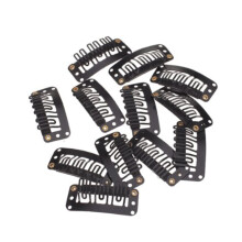 12PCS Metal Wig Clips with Silicone Grip UShape Snap Comb for Hair Extensions Black