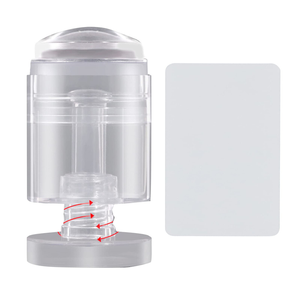 Rotating Transparent Nail Art Stamper Set with Detachable Head, Scraper and Stamping Plate