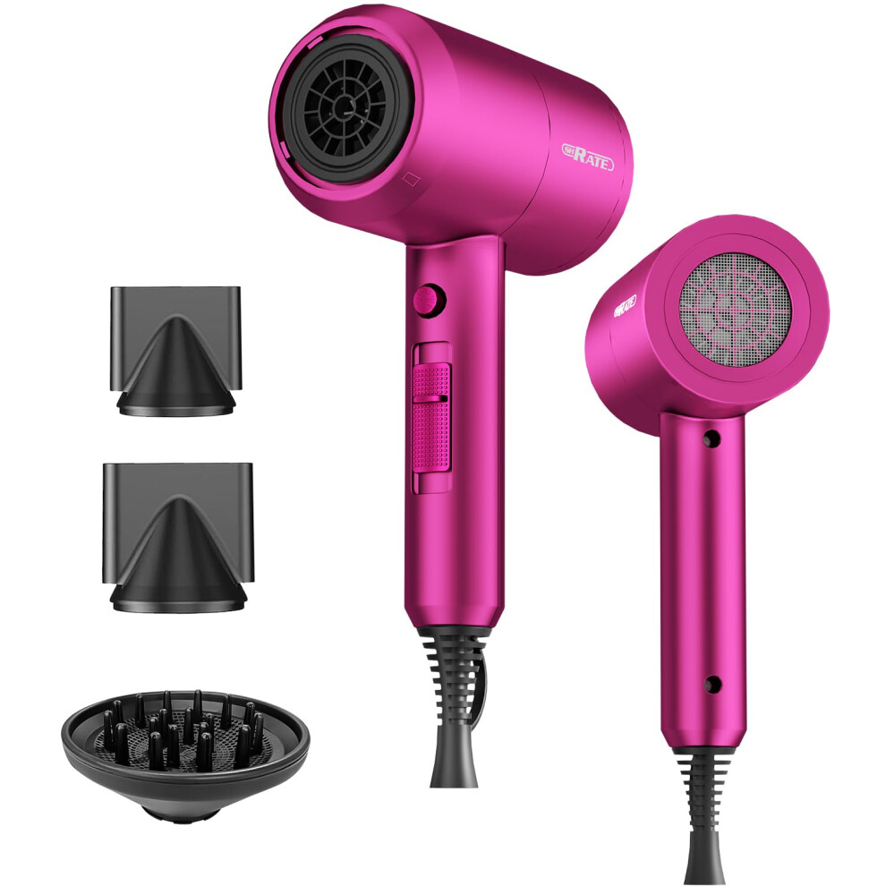 Ionic Hair Dryer 1800W Fast Drying with Diffuser, Lightweight Quiet Blow Dryer for Travel Styling